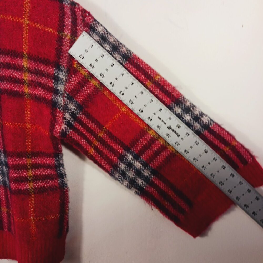 NWT Mudpie, Red Jenson Plaid, Mock, Pullover Sweater, Wide Sleeve, Sz Small Cozy - Picture 13 of 16